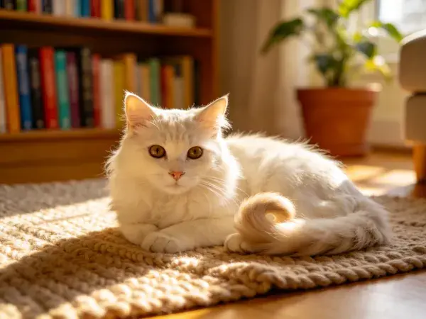室内地毯上土耳其安哥拉猫