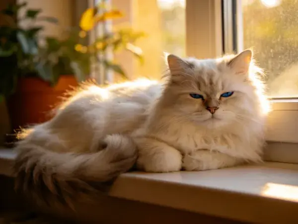 窗台上慵懒休憩的布偶猫