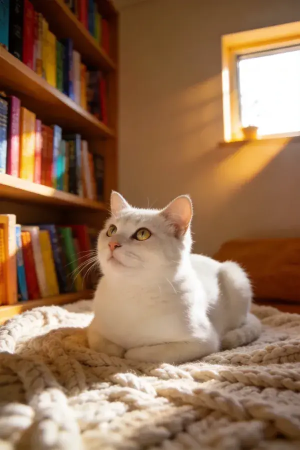 书房地毯上的英国短毛猫