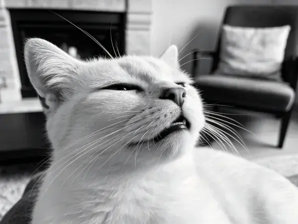 防火墙旁特写的短毛家猫