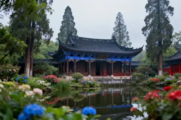 古典中式亭阁与园林景观