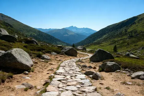 山地石板步道路径场景