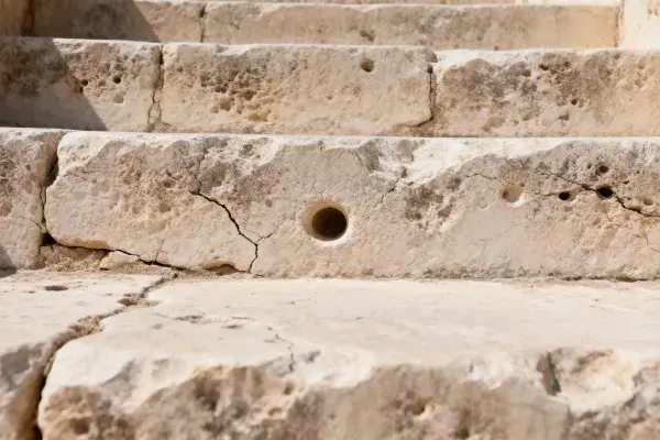 古代石质遗迹表面特写