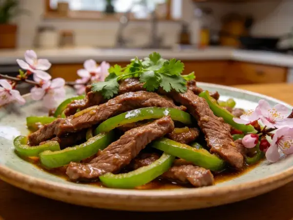 青椒炒牛肉的摆盘呈现