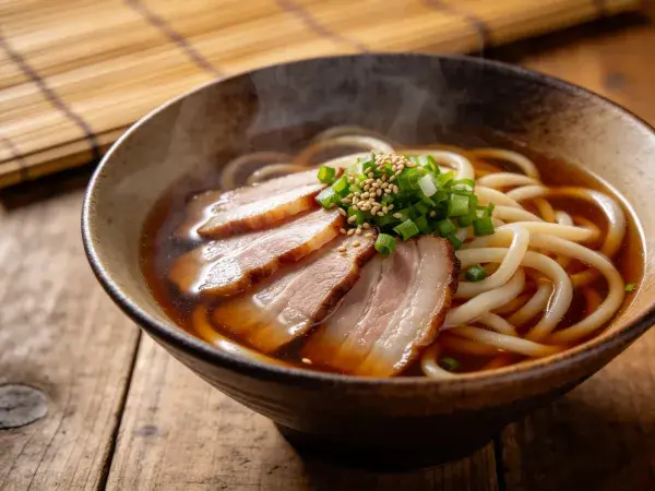 香浓红烧肉烩乌冬面的呈现