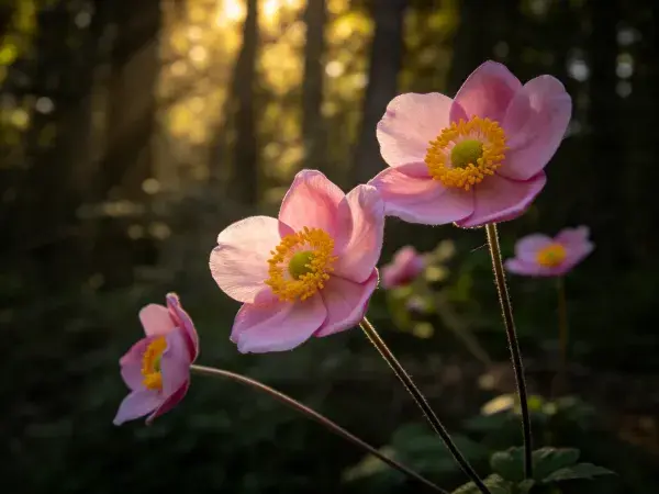银莲花特写展现花瓣纹理与光影效果