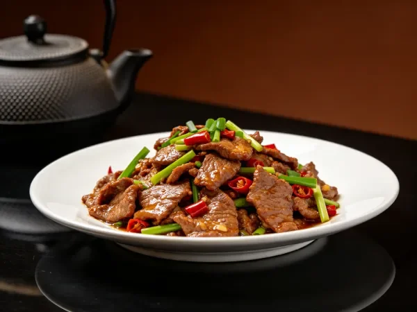 青蒜辣椒炒牛肉美食展示