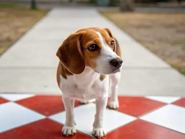 户外步道上的比格犬特写