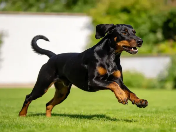 黑褐配色曼彻斯特硬犬奔跑特写