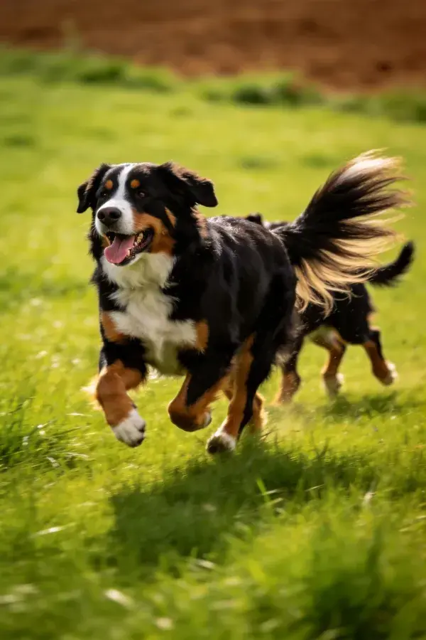 伯恩山犬草地奔跑瞬间