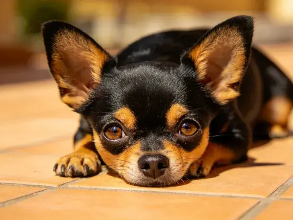 暖阳下吉娃娃犬的休憩场景