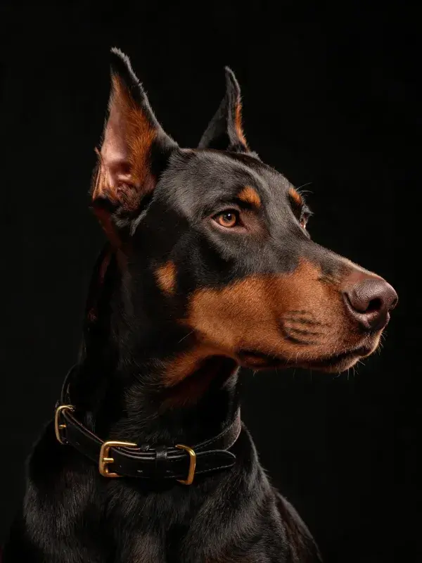 黑色杜宾犬的特写肖像