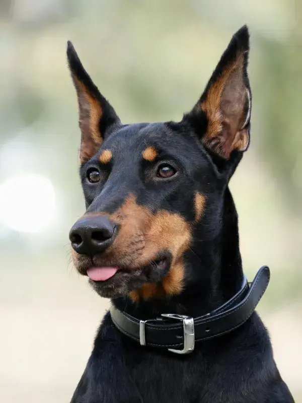户外环境中的杜宾犬特写