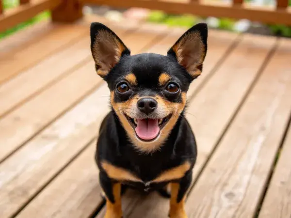 木平台上吉娃娃犬特写镜头