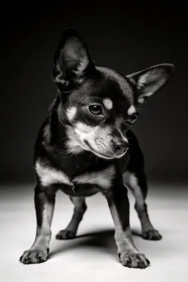 双色小型吉娃娃犬特写