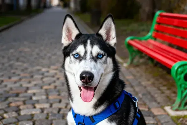 西伯利亚雪橇犬户外近景状态捕捉