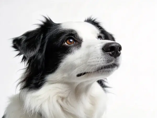 平面背景下的黑白边境牧羊犬肖像