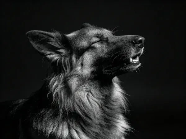德国牧羊犬闭眼喘息特写