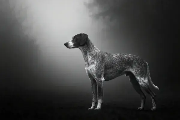 静立姿态的指示猎犬特写镜头