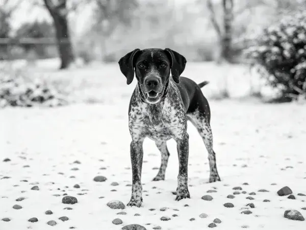 雪地中的斑点指示犬特写场景