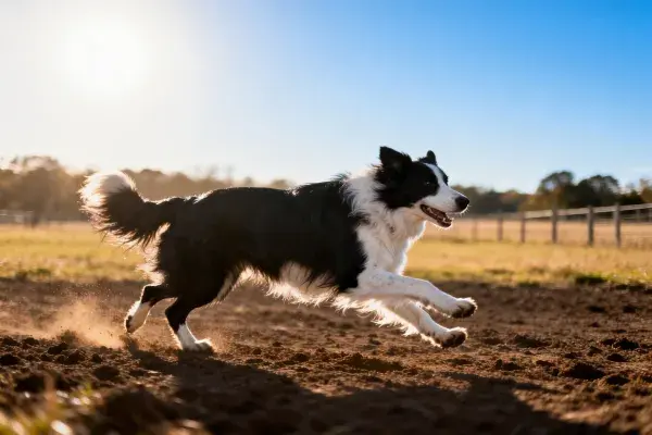 开阔场地上奔跑的边境牧羊犬