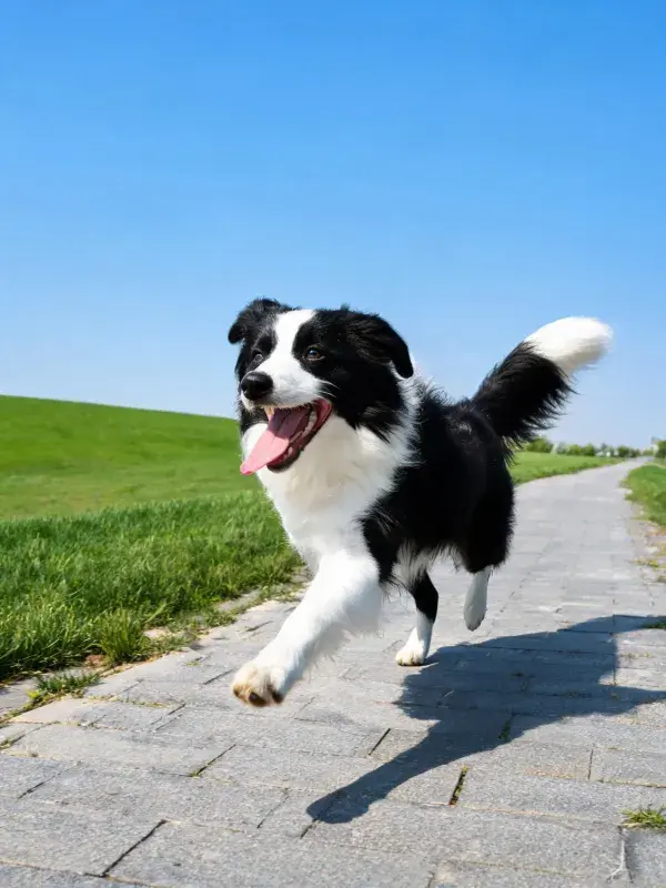 边境牧羊犬欢快奔跑瞬间