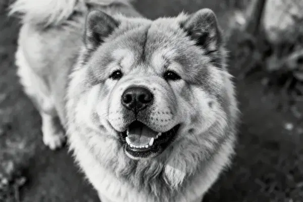 阳光下厚毛松狮犬特写