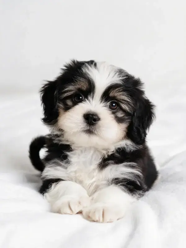 环境中黑白毛色哈瓦那犬特写