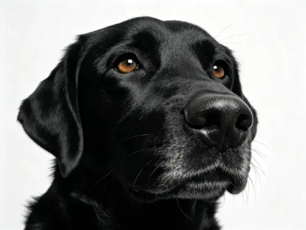 黑色拉布拉多犬头部特写