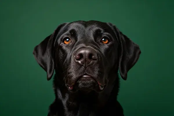 黑色拉布拉多犬正面特写镜头
