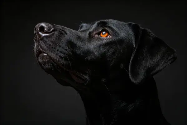 黑色拉布拉多猎犬头部特写