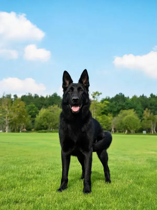 德国牧羊犬在草地上的特写