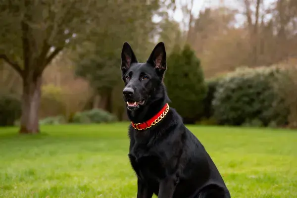 草地上的德牧犬特写镜头