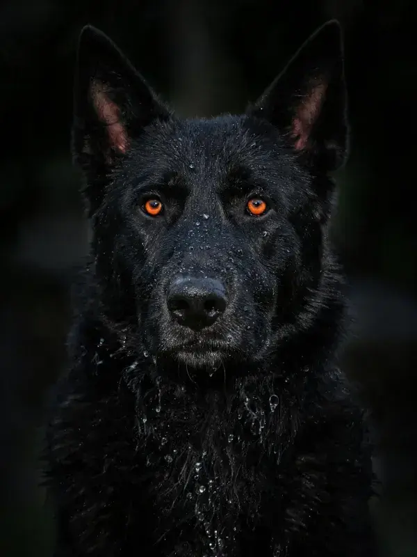 黑色比利时马里努阿犬特写画面