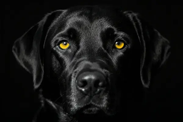 阴影中黑色拉布拉多猎犬特写镜头