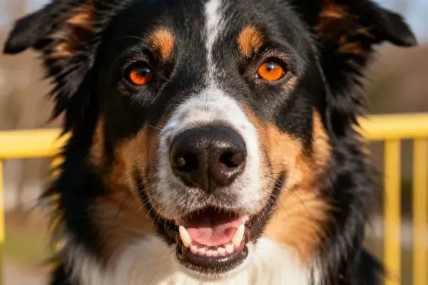 户外场景中澳大利亚牧羊犬特写