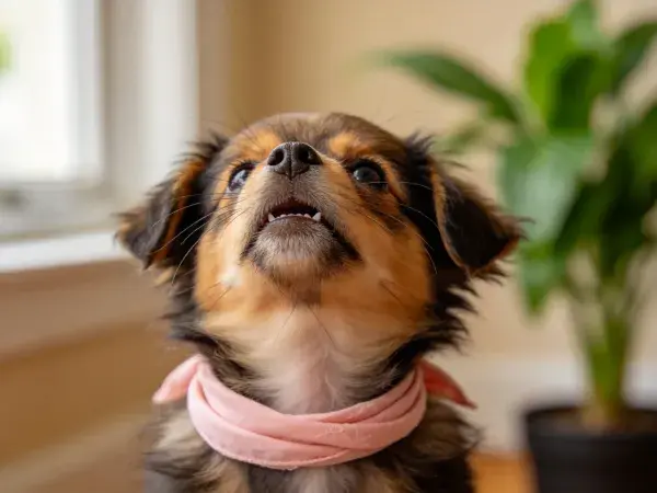 室内窗边的小型混种犬特写