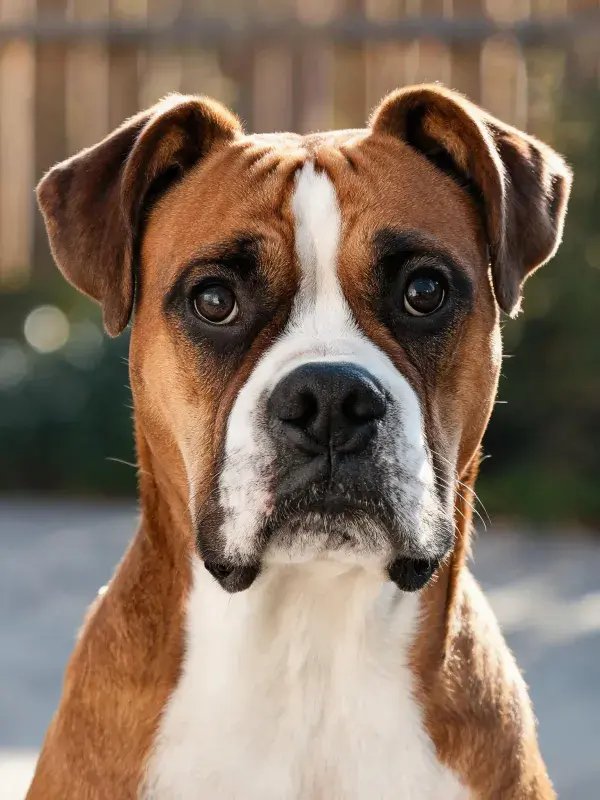 拳师犬凝视镜头的特写