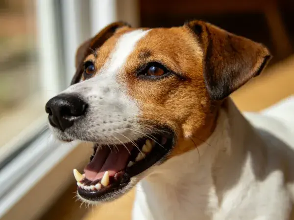 杰克罗素梗犬张嘴喘气特写