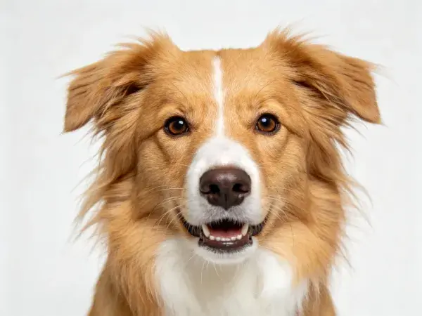 特写拍摄一只金白相间的边境牧羊犬