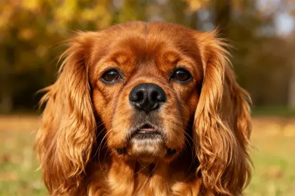 户外草地上的可卡犬特写