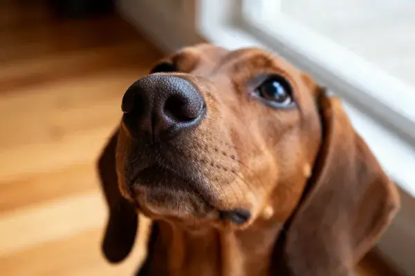 室内木质地面上的罗德西亚脊背犬