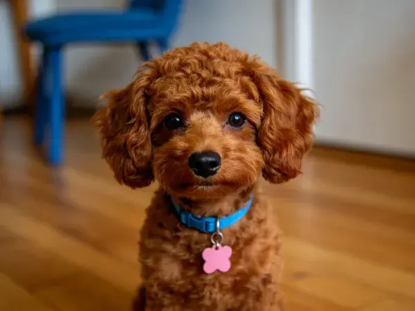 近距离捕捉一只棕色卷毛玩具贵宾犬