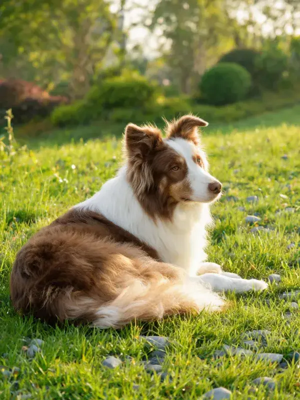 阳光草地上的边境牧羊犬