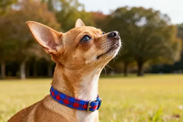 阳光草地上的吉娃娃犬
