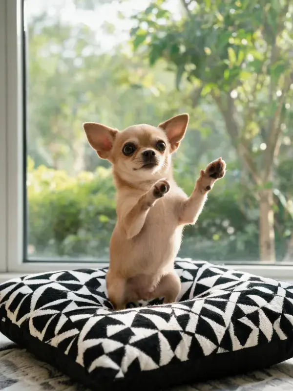吉娃娃犬前爪抬起瞬间