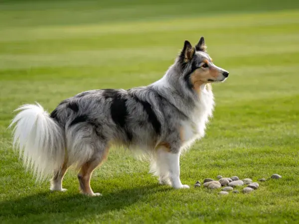 苏格兰牧羊犬在草坪特写