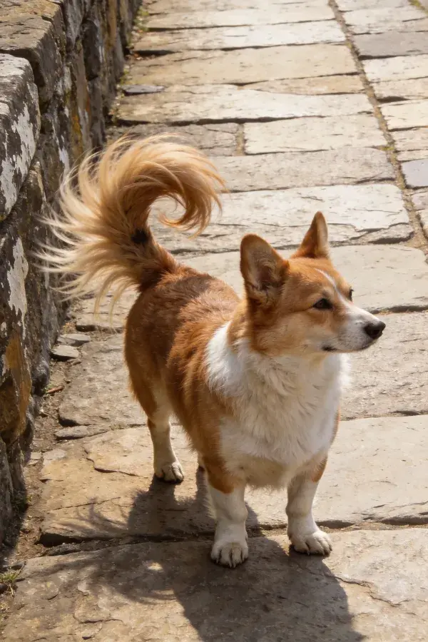 卡迪根威尔士柯基犬石板路姿态