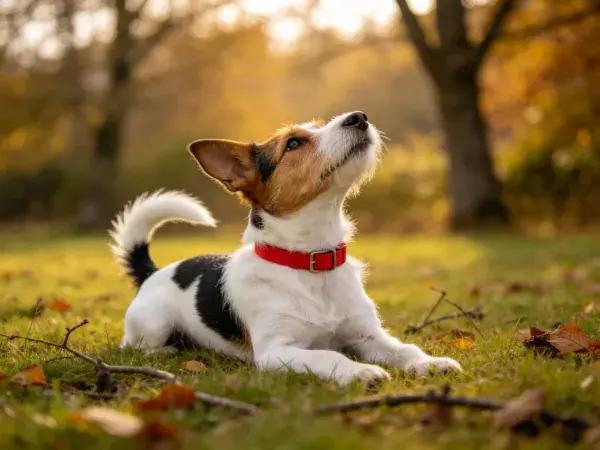 杰克罗素梗犬在草地场景特写
