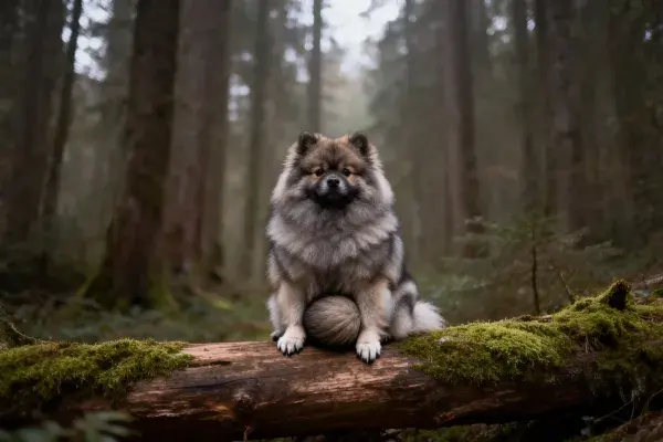 凯瑟兰德犬于森林原木上休憩